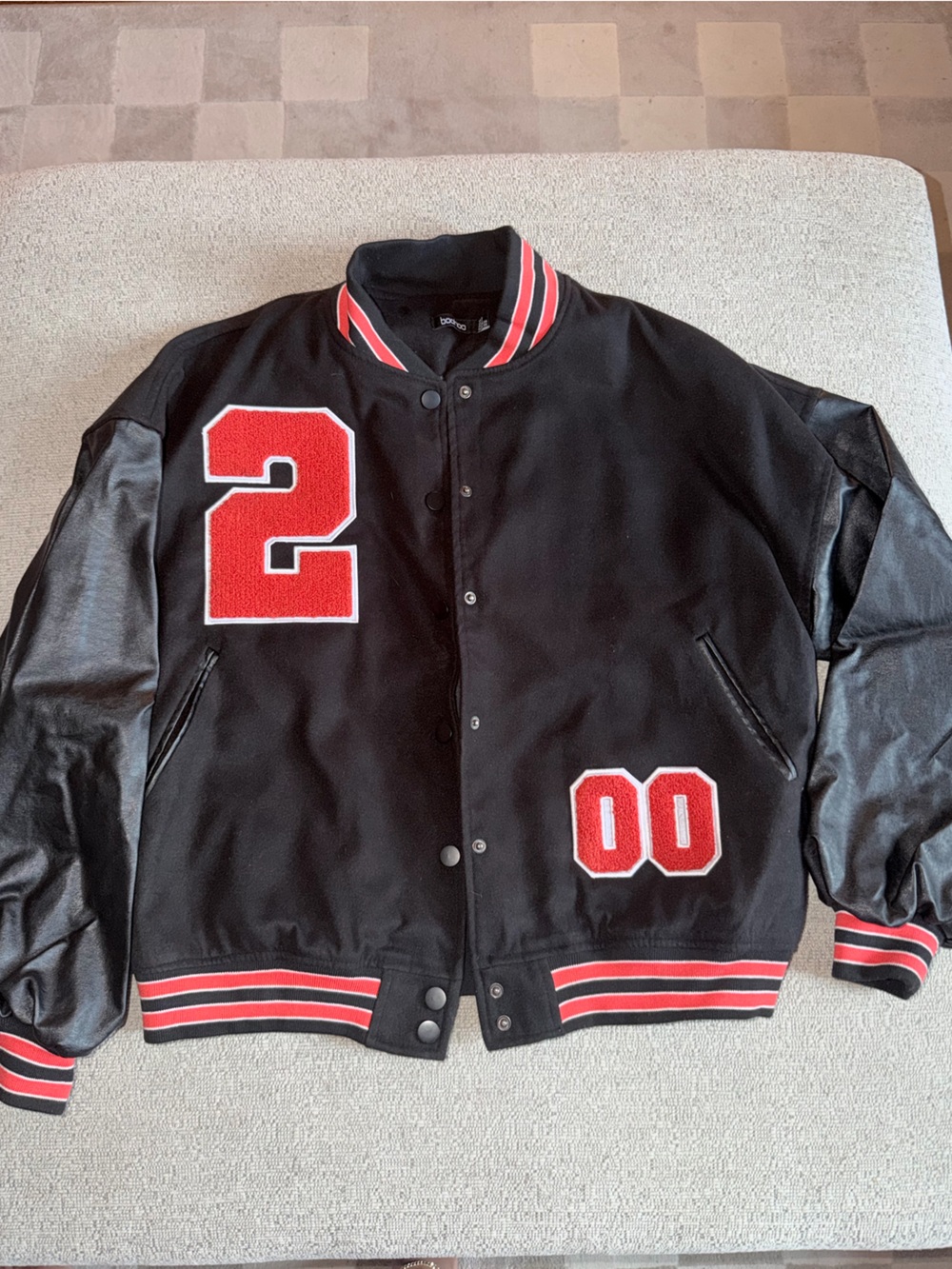 Petite Sleeve Oversized Varsity Jacket